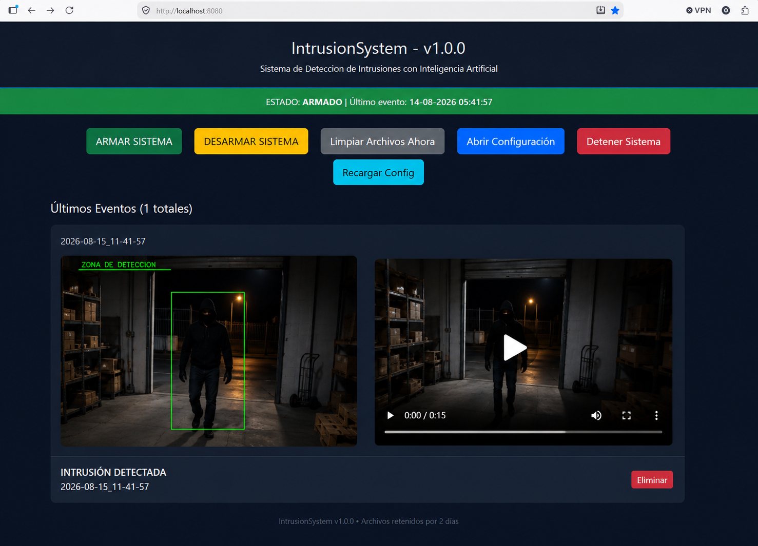 Intrusión detectada por IntrusionSystem IA